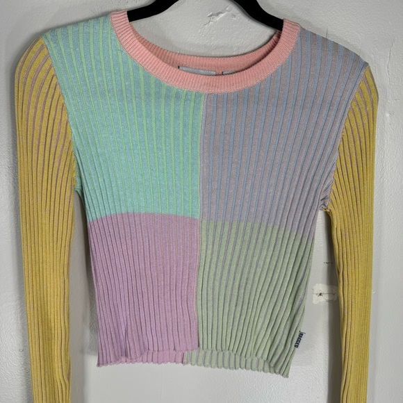 RAGGED PRIEST sweater pastel colorblock ribbed top medium DOLLS KILL y2k gothic - Picture 9 of 14